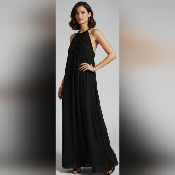 Vince Dresses & Skirts - ​Vince. Black Sunburst Pleated Neck Halter Maxi Dress - 10